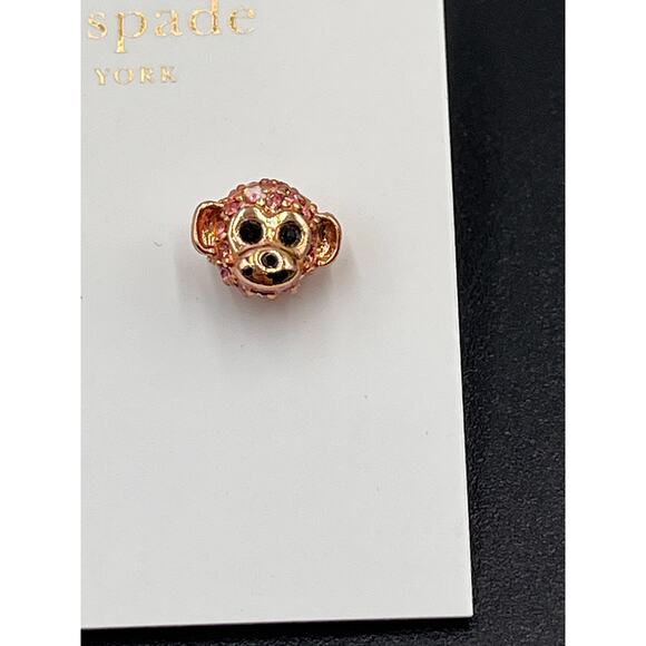 Kate Spade New York Pink Pave Monkey Stud Ramblin Roses Earrings New - Picture 3 of 7